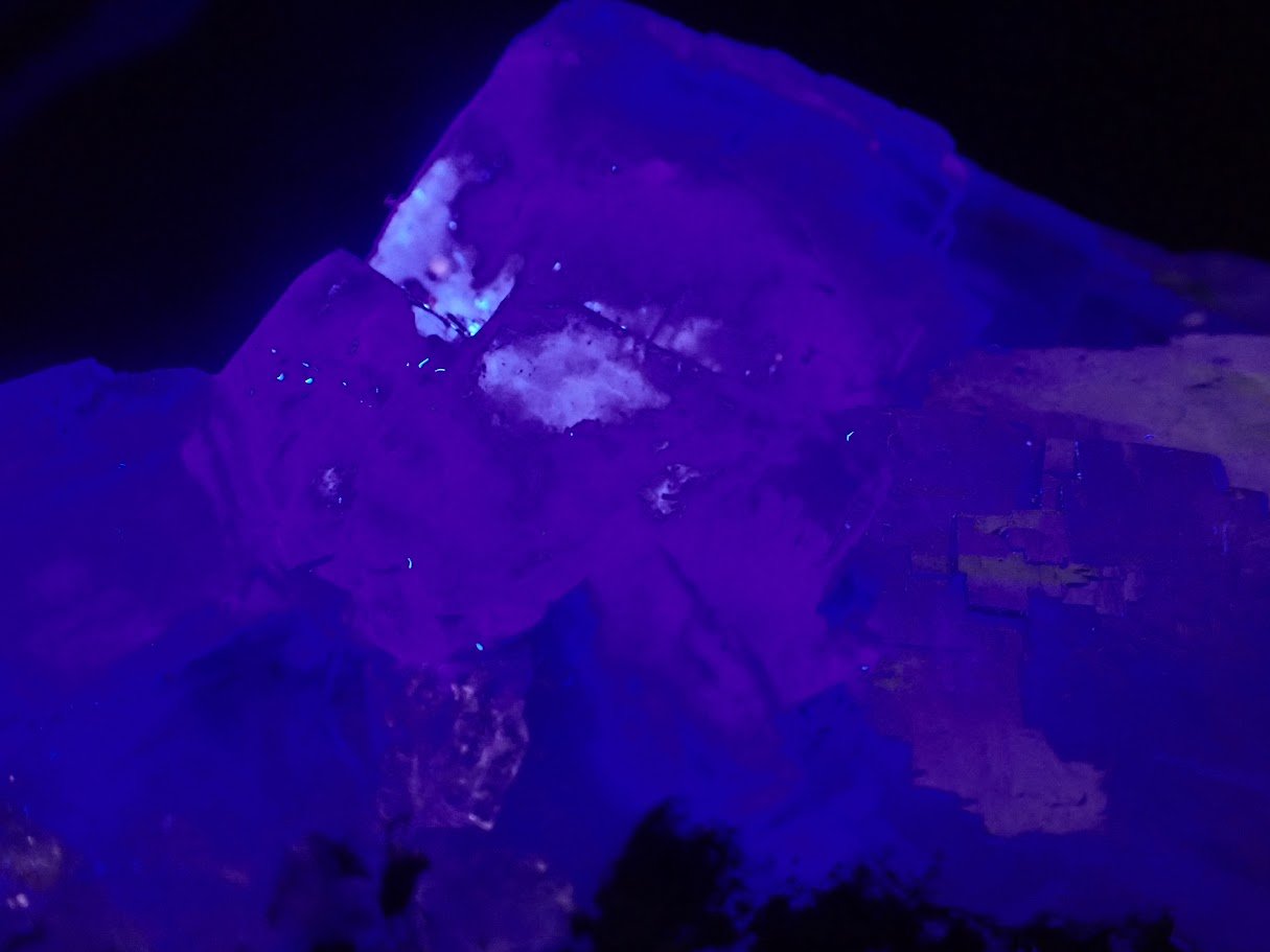 YGX Fluorite with Pyrite – Rare Transparent Fluorite Cluster with UV Glow (198g)