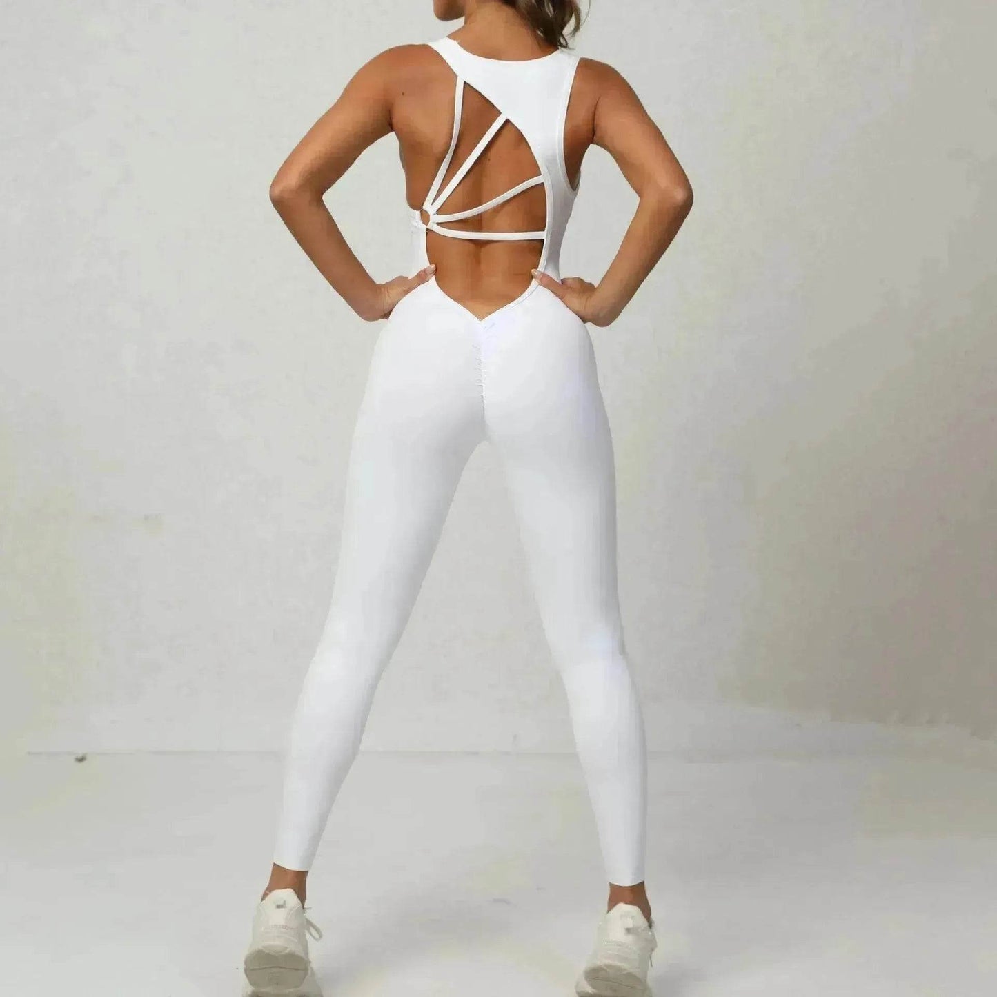 Women's Sleeveless Yoga Jumpsuit – V-Back Stretch Tights & Fitness Sportswear