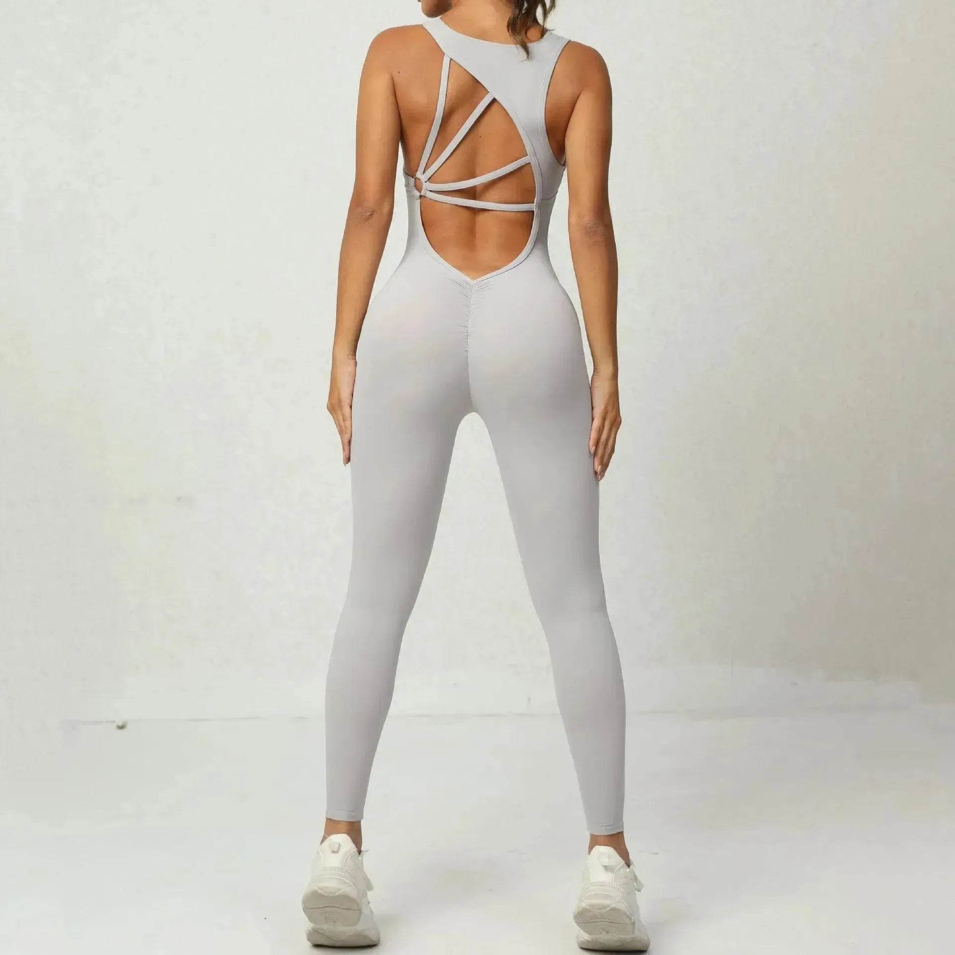 Yoga Jumpsuit V-shaped Back Design Sleeveless Fitness Running Sportswear Stretch Tights Pants For Womens Clothing EX-STOCK Canada