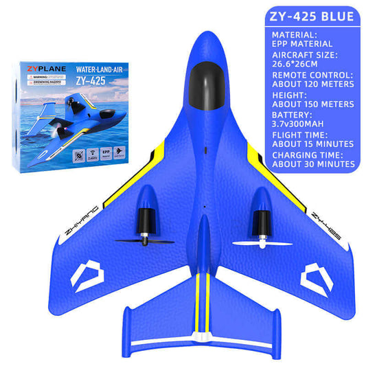 ZY-425 RC Aircraft: Durable All-Terrain Water, Land, Air Plane with LED Lights - Velora Luxury Fashion